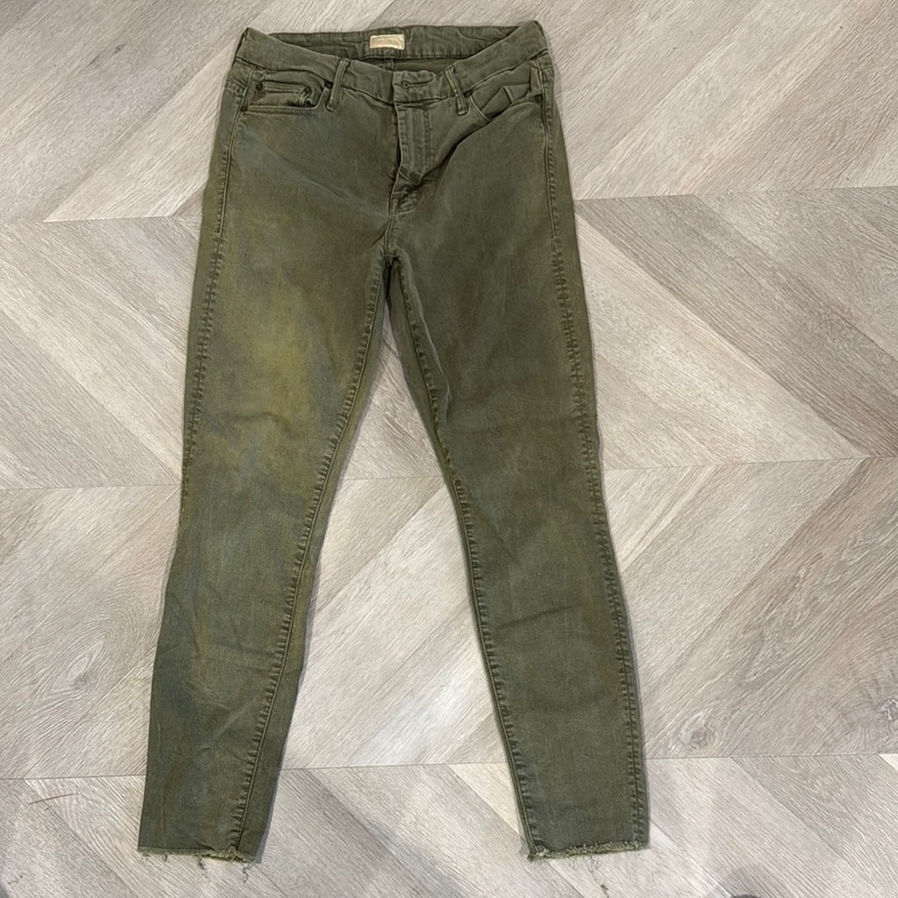 MOTHER Skinny Green Jeans with Tapered Leg